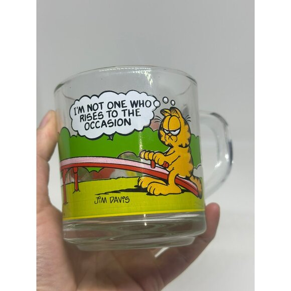 Vintage 1978 McDonald’s Garfield Glass Mug – “Rises to the Occasion” Coffee Cup - Picture 5 of 7